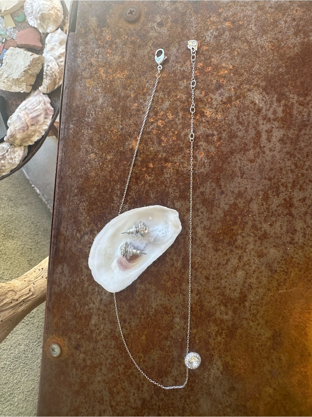 Swarovski Angelic Crystal Halo Pendant Necklace & Stud Earrings Rhodium Plated - Picture 4 of 5